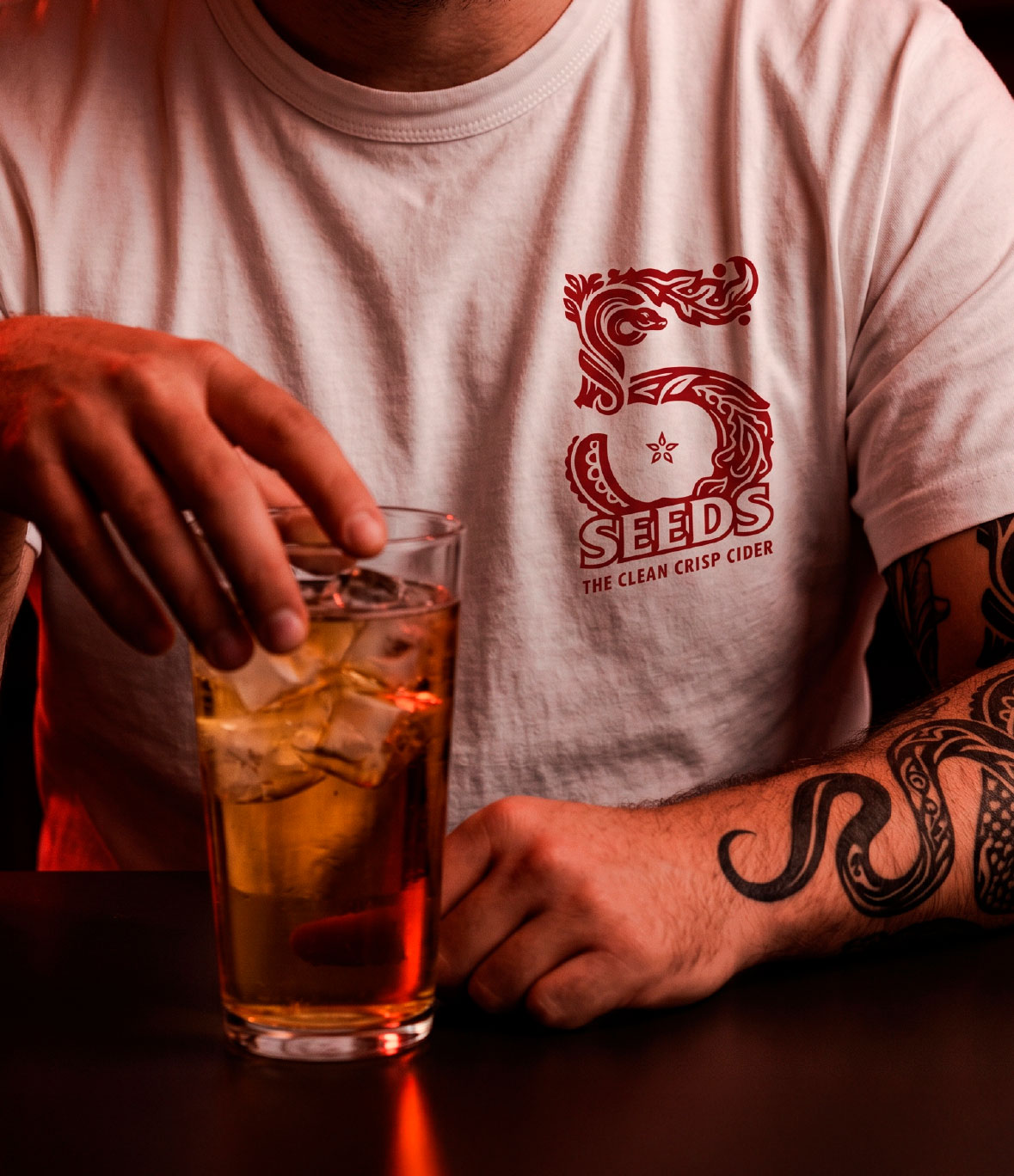 5 Seeds Cider t-shirt application