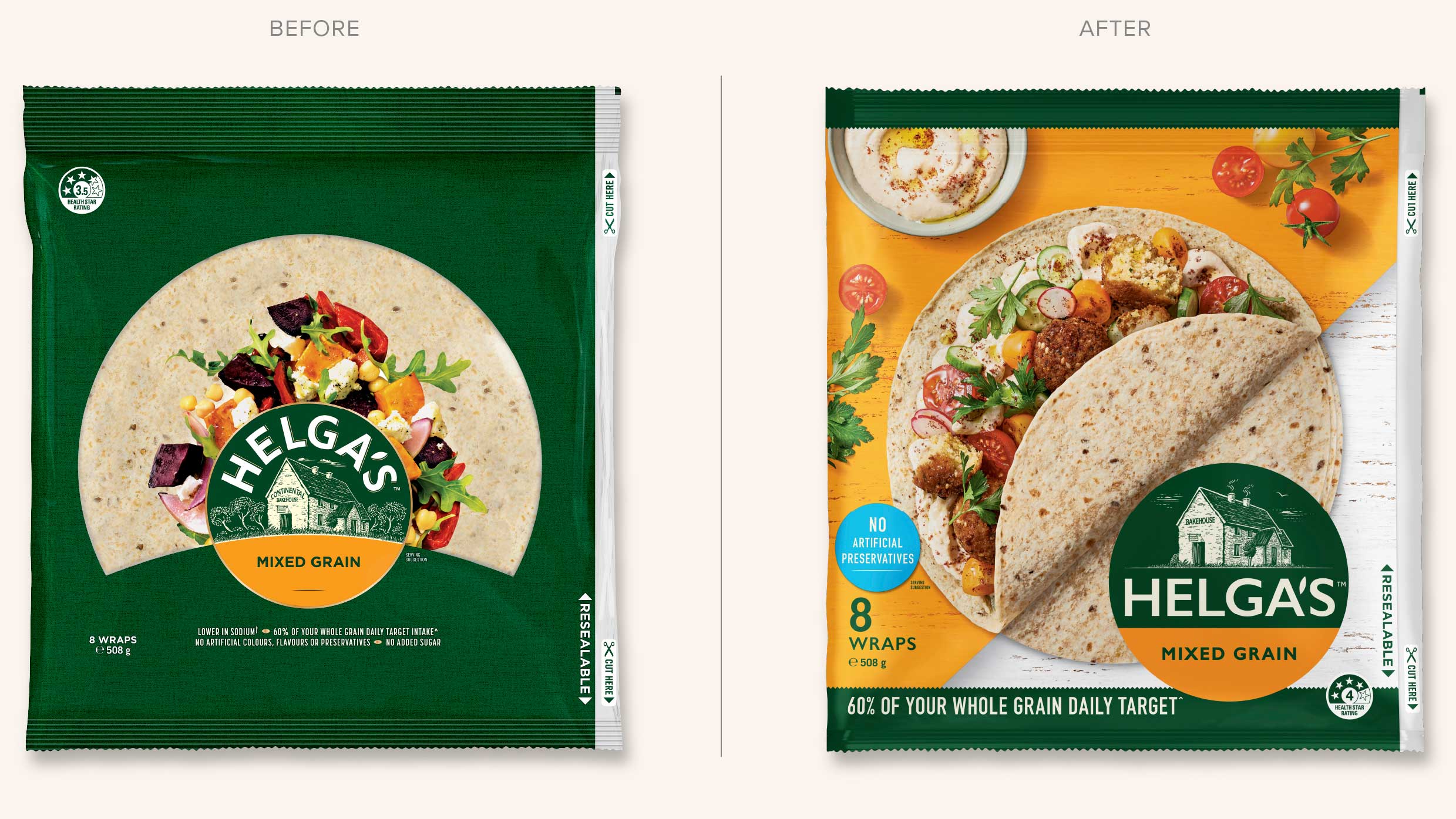 Helga's Bakehouse before and after rebrand