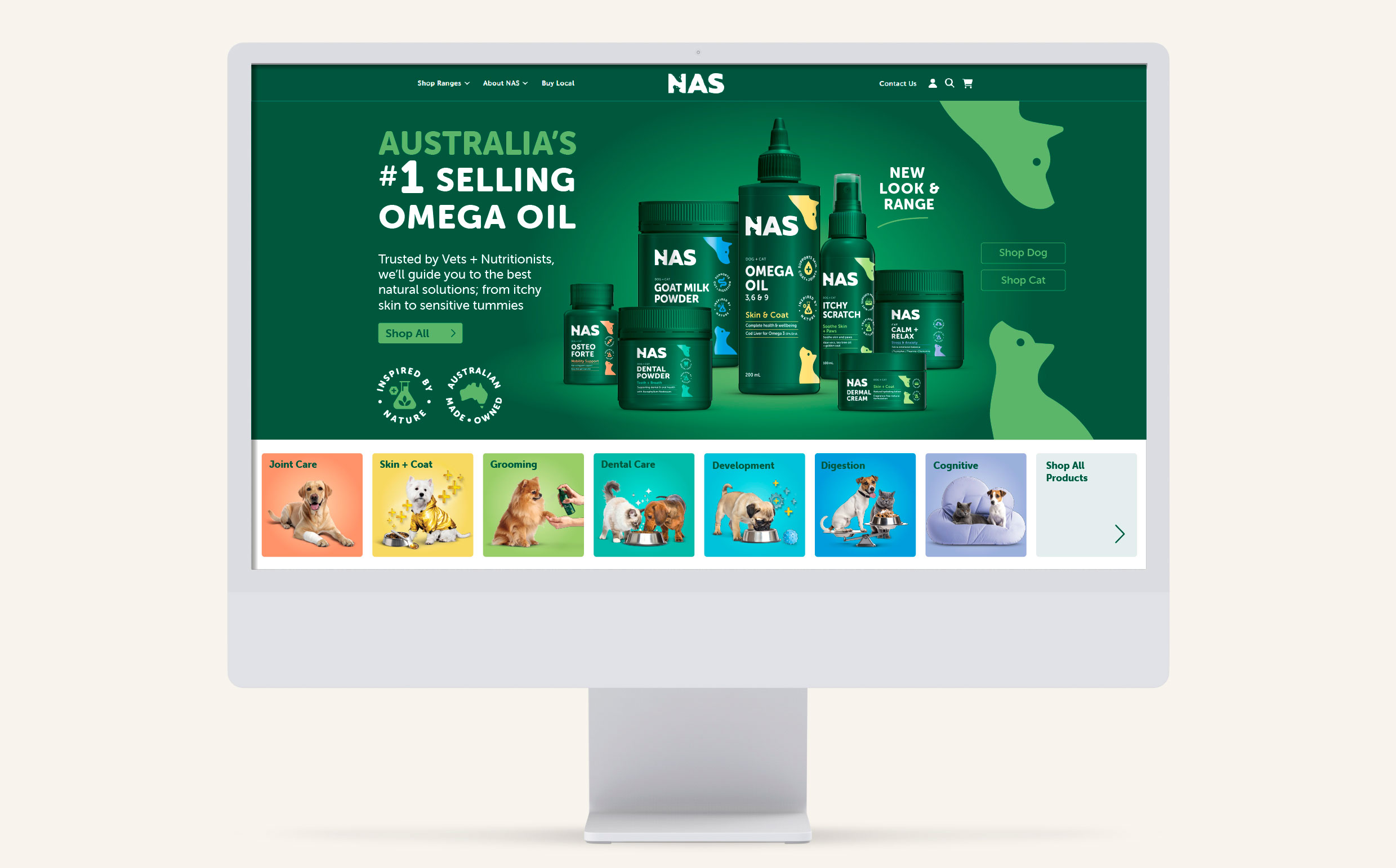 Natural Animal Solutions website design
