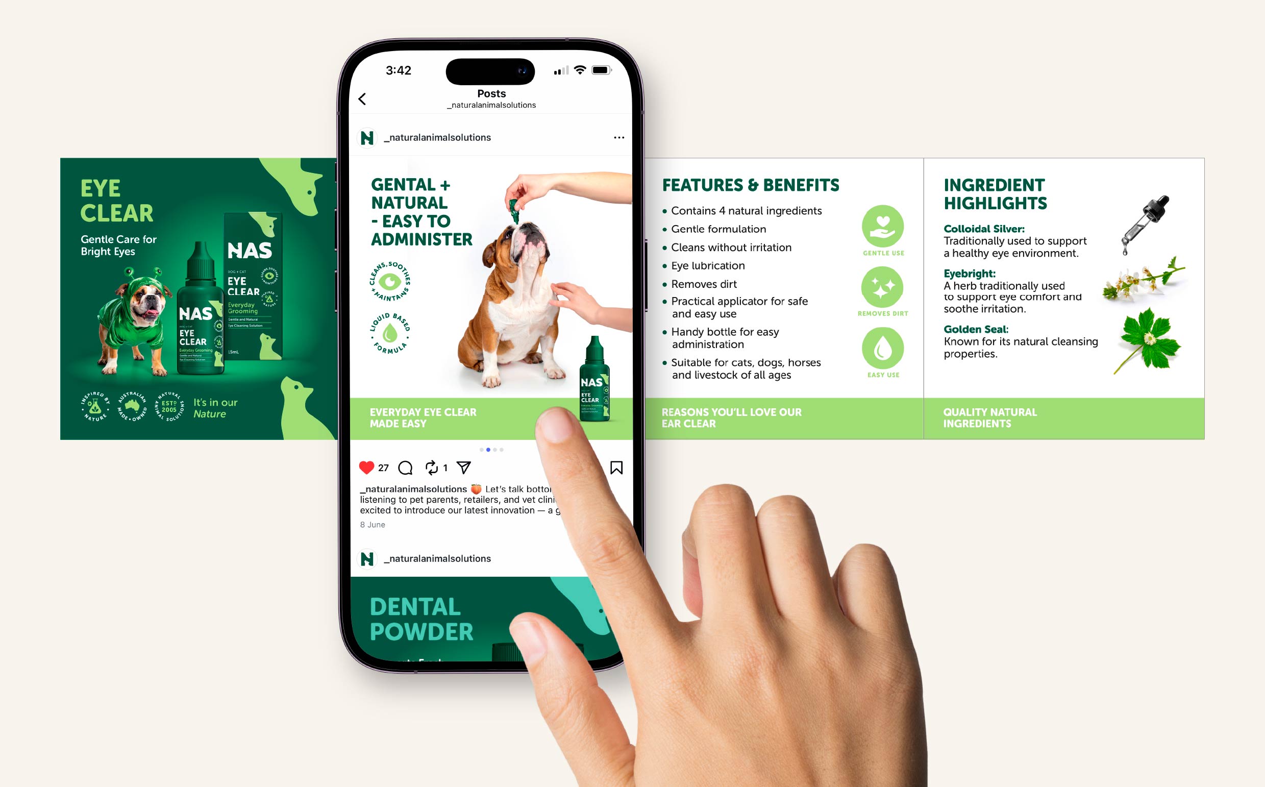 Natural Animal Solutions social media tiles